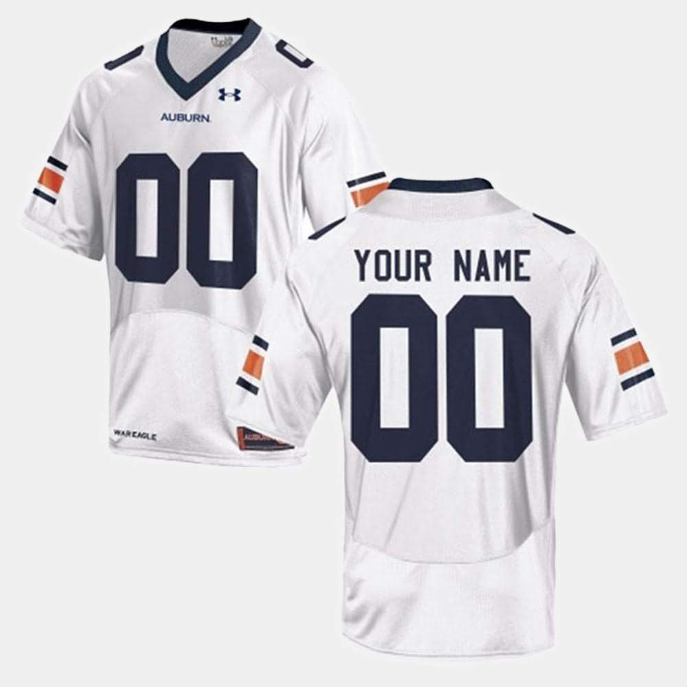 Auburn Tigers Men's Custom #00 White Under Armour Stitched College NCAA Authentic Football Jersey DPT0674RX